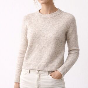 MSCH Copenhagen Mohair Wool Blend Sweater Cream Fuzzy Minimalist Pullover M